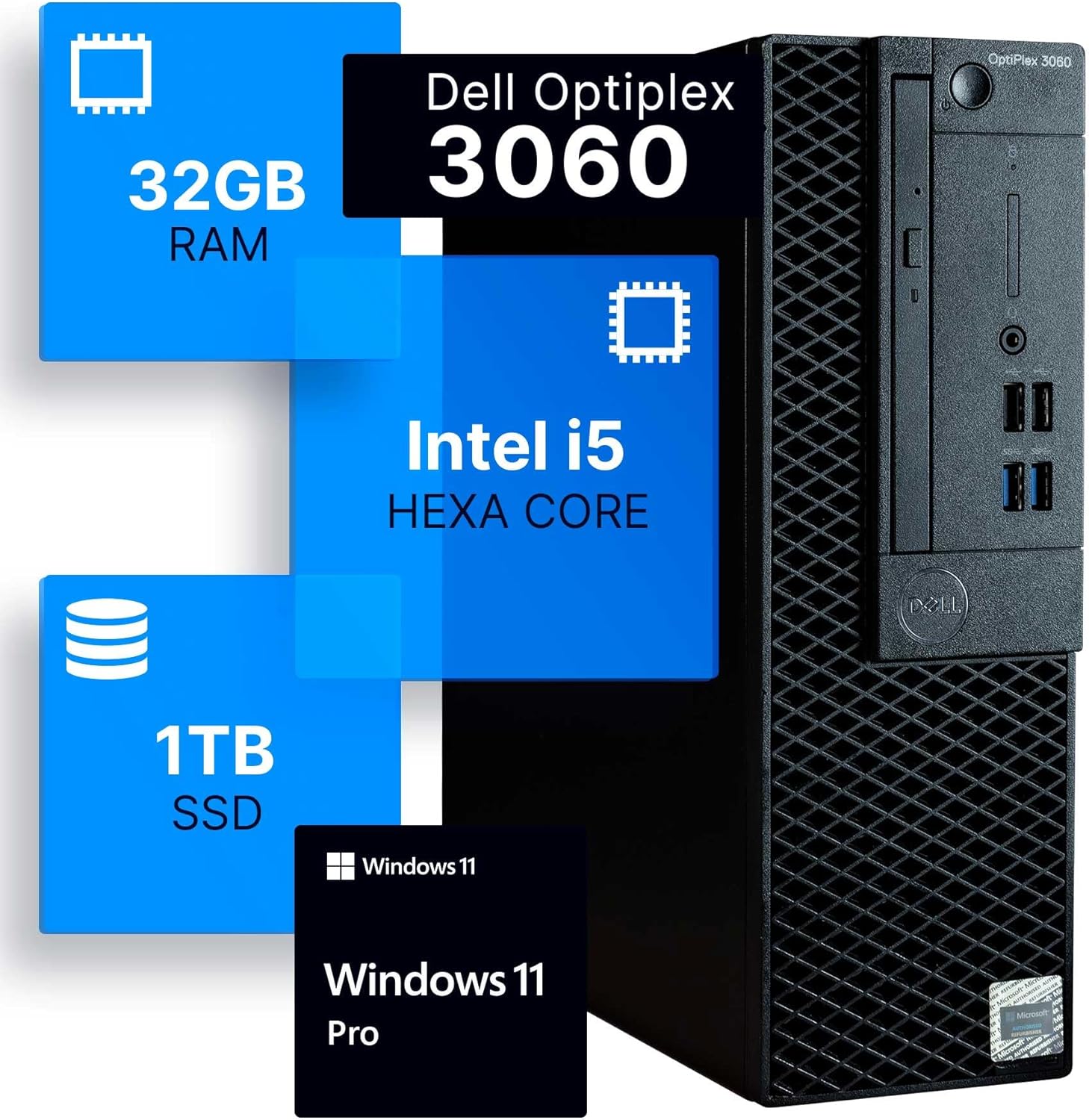 Dell Optiplex 3060 Desktop Computer | Intel Core i5-8500 6-Core 3.0GHz